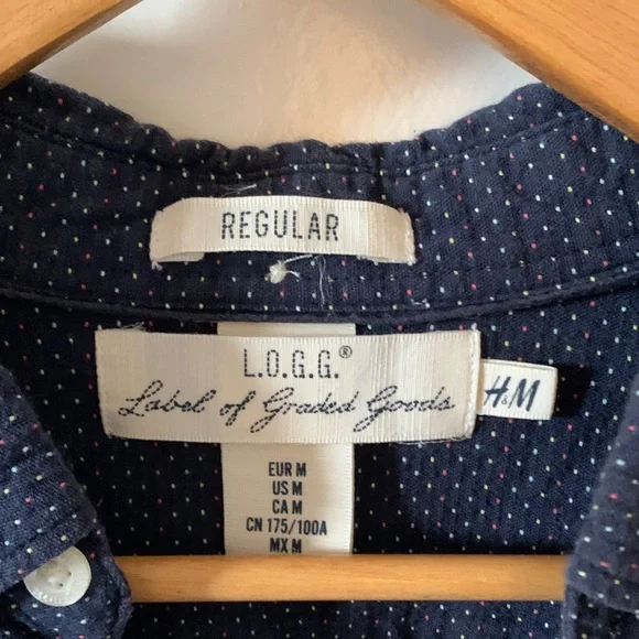 H&M Dark Blue Shirt with Multicolor Dots - Picture 2 of 8
